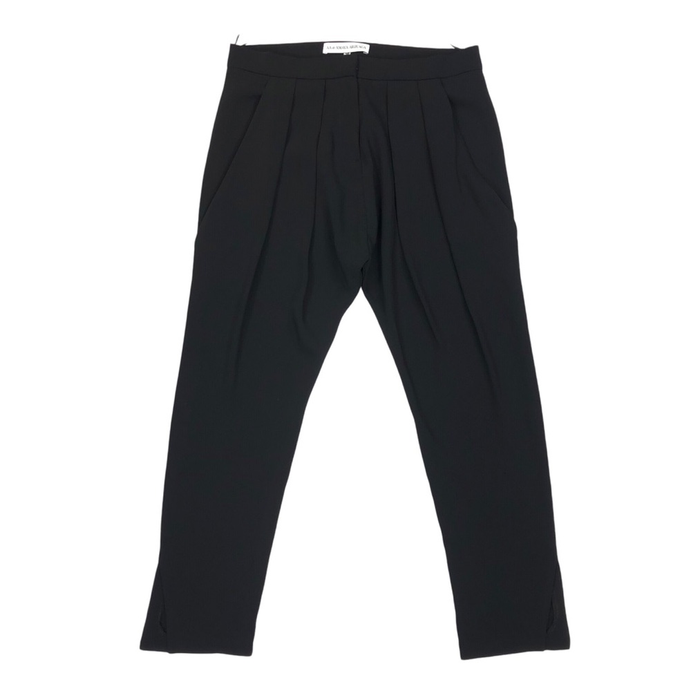 AA de Amaya Arzuaga Women's Pleated Trouser Dress Pants Size 38 Black 24" Inseam